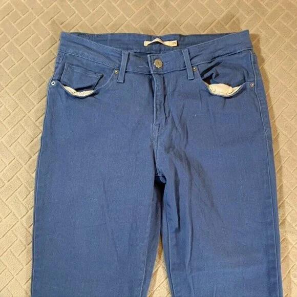 Levis Womens 29 Denim Jeans Blue Skinny Ankle Cuffed Mid Rise White Tab Stretch - Picture 3 of 10